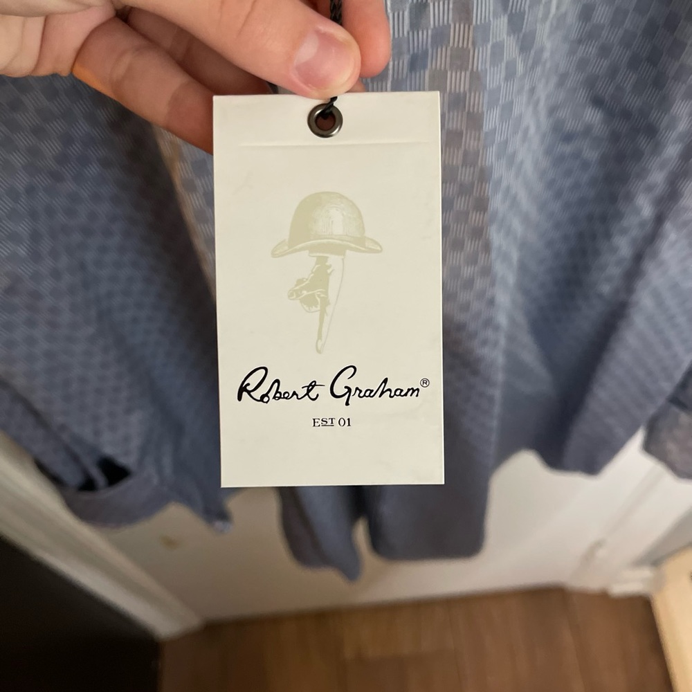 Grey-Blue Robert Graham Mens Button Down - Picture 6 of 6
